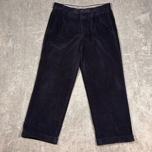 Brooks Brothers Elliot Corduroy Pants Mens 37x30 Navy Blue Pleated Cuffed